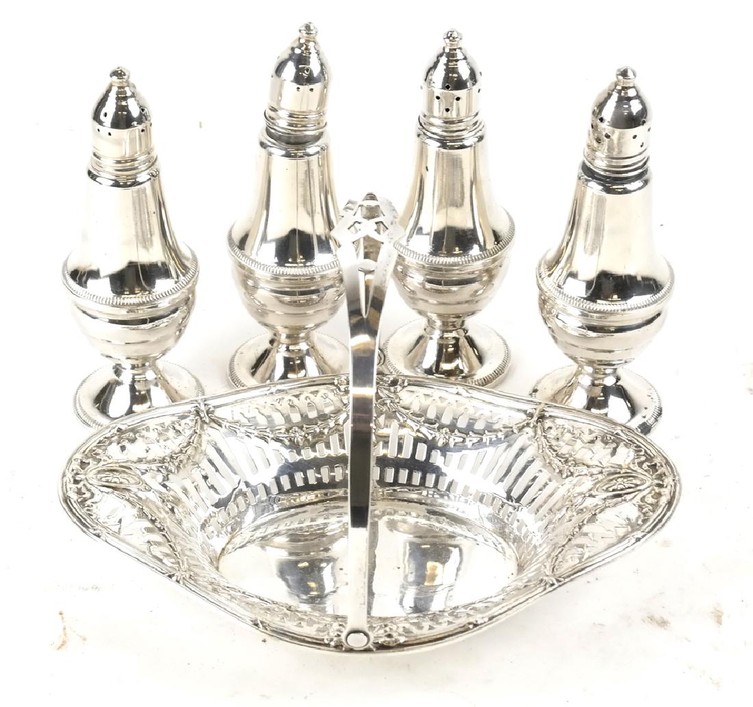 Set of 4 Sterling Salts and a Sterling Dish (1 of 5)