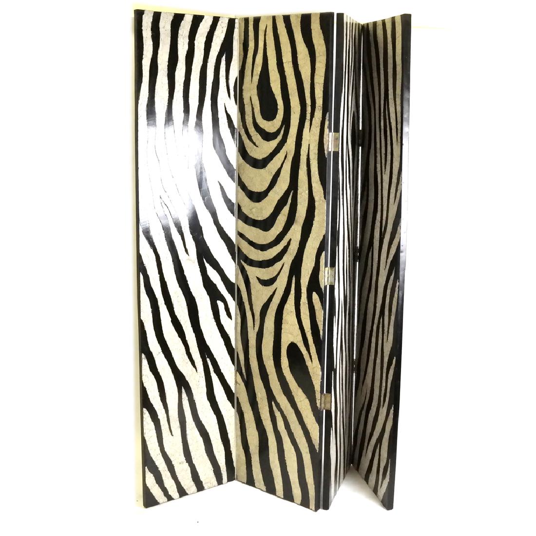 Eggshell Zebra Pattern Four Panel Folding Screen (1 of 5)