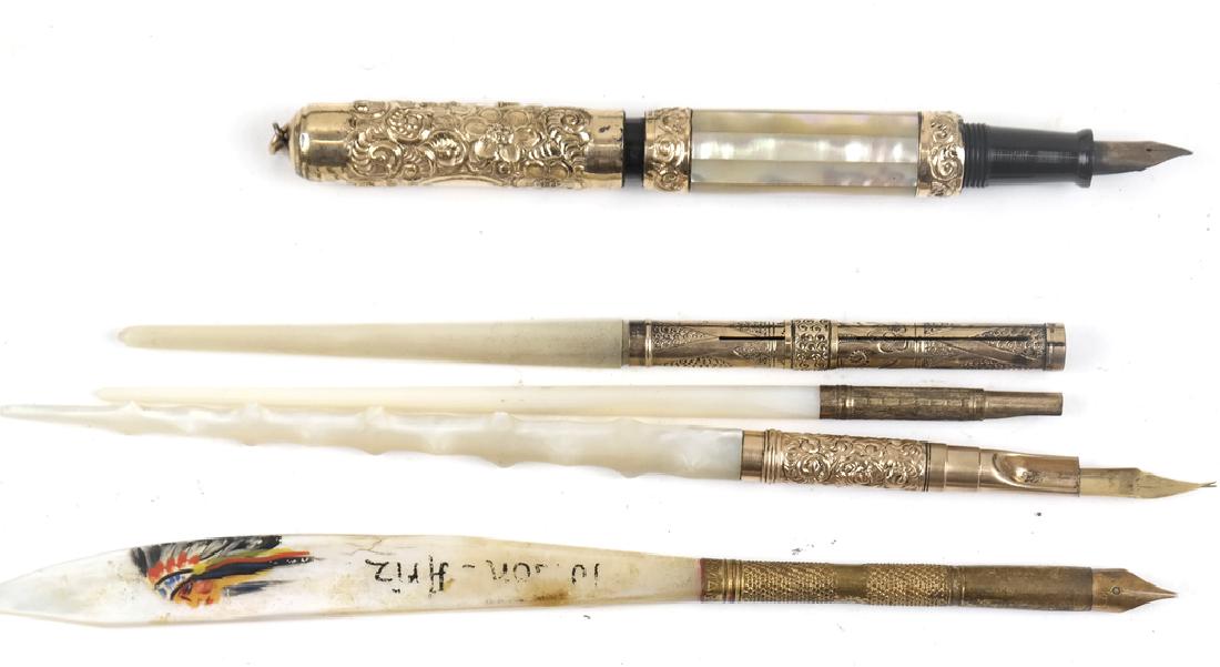 Group of 5 Gold and MOP Fountain Pens (1 of 3)
