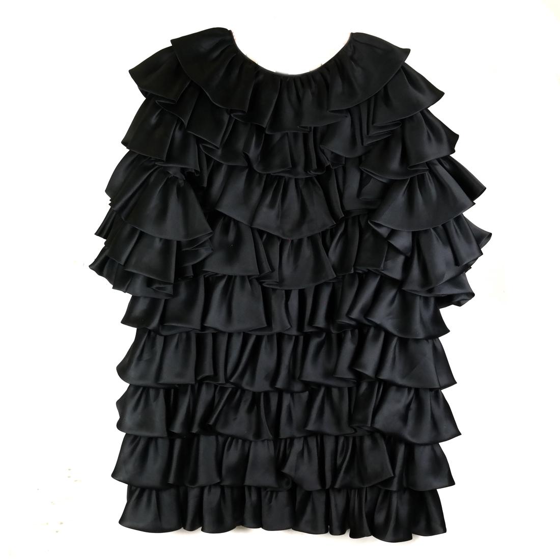Oscar de la Renta, 1960s Black Ruffled Evening Coat (1 of 6)