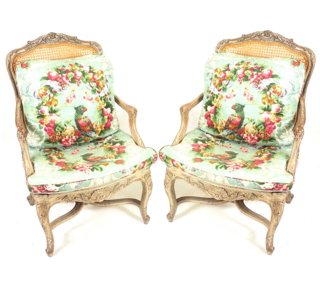 Pair Antique French Provincial Fauteuils (1 of 6)