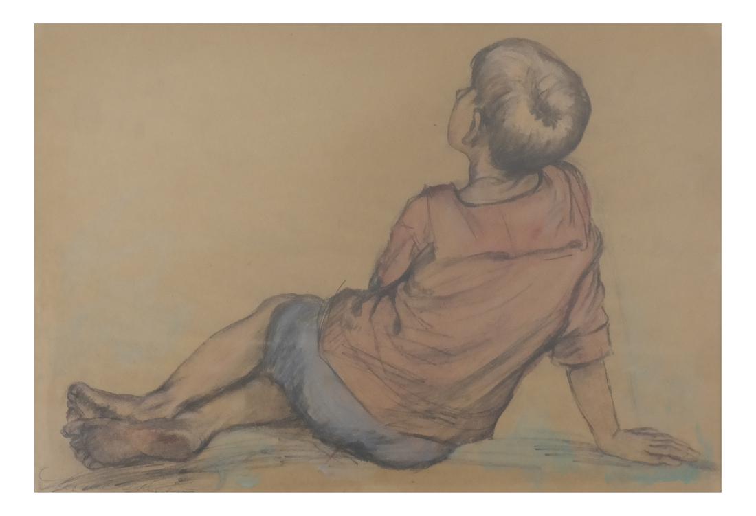 Lionel Reiss "Reclining Boy" Drawing (1 of 6)