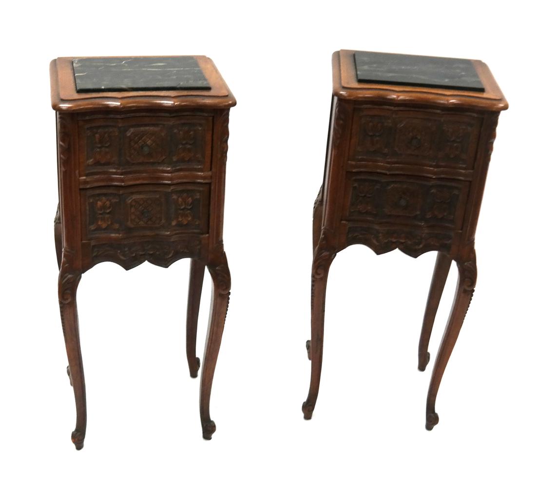 Pair of Belgian-Style Marble Inset Stands (1 of 7)