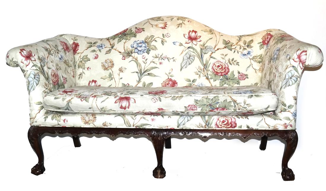 Antique Chippendale-Style Camel Back Sofa (1 of 7)