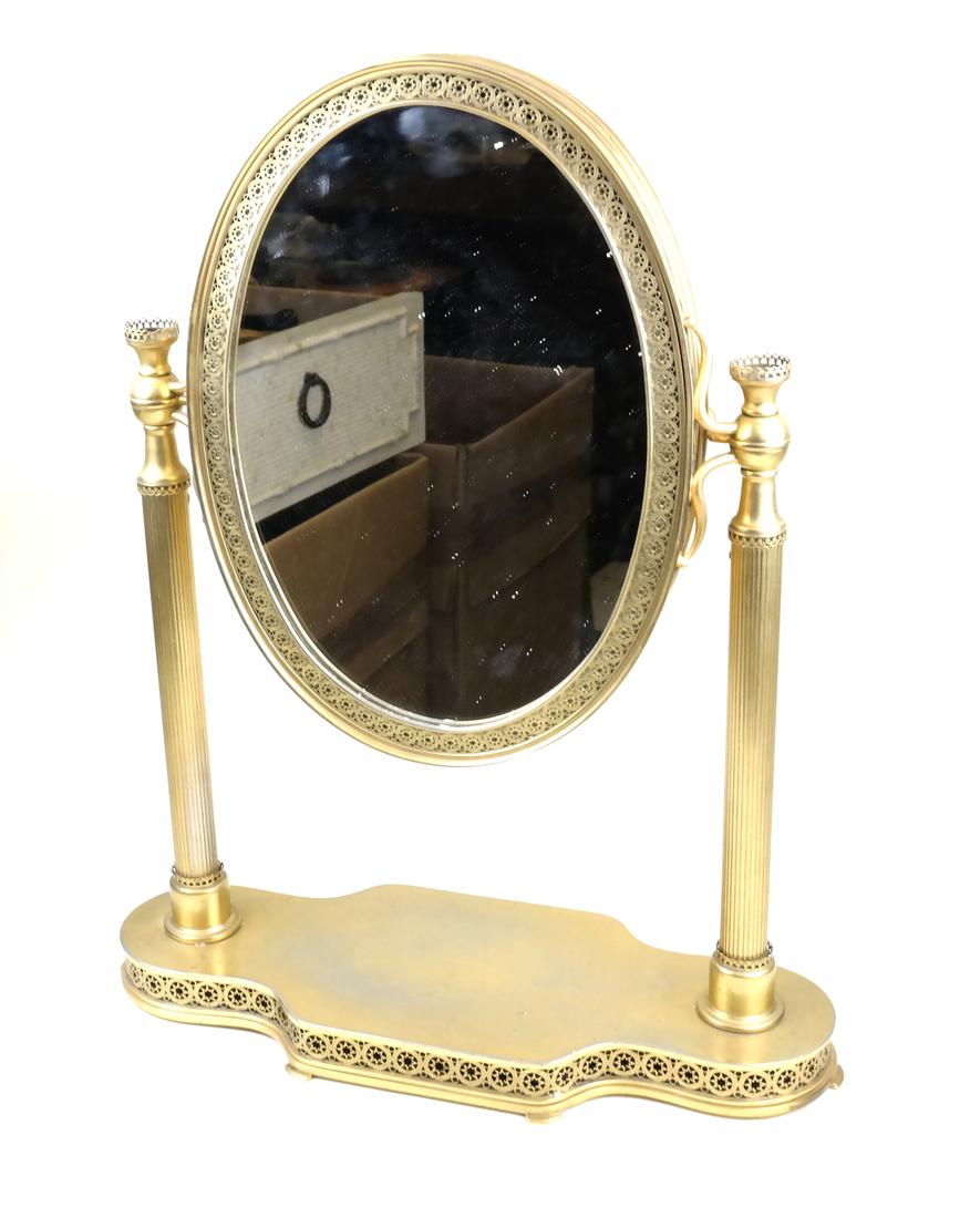 French Bronze Dore Triptych Vanity Mirror (1 of 5)