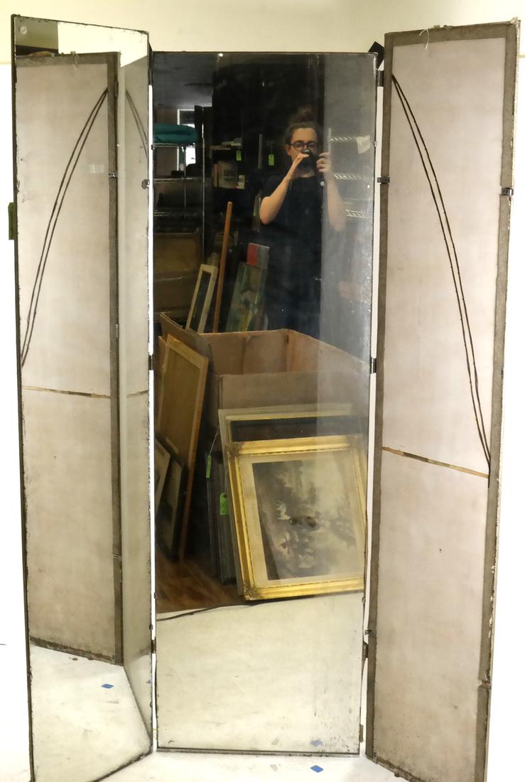 20th Century Modern Mirrored 3-Fold Floor Screen (1 of 5)