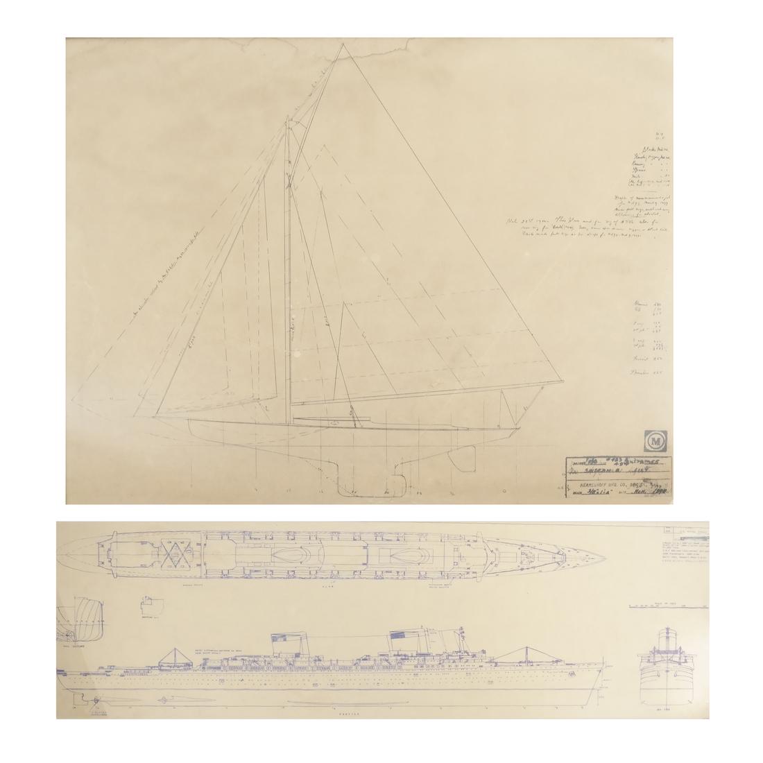 Two Framed Ship Plans Prints (1 of 4)