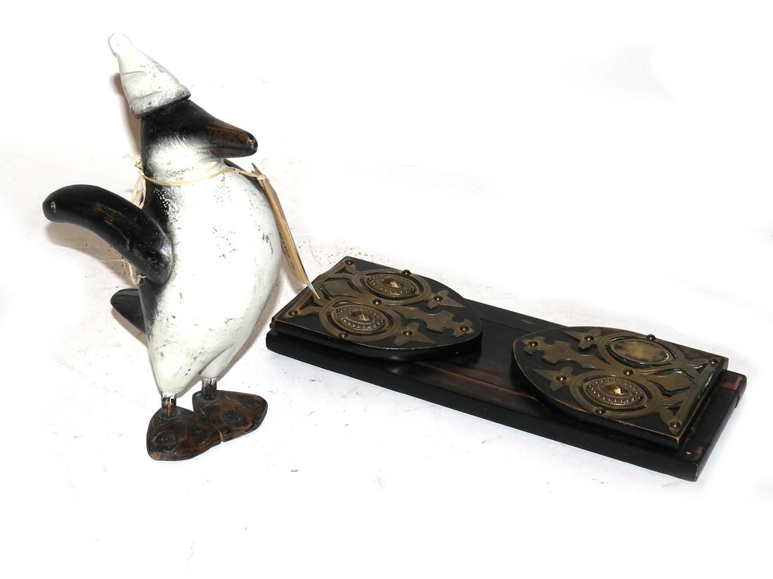 Brass and Rosewood Bookshelf and A Penguin (1 of 6)