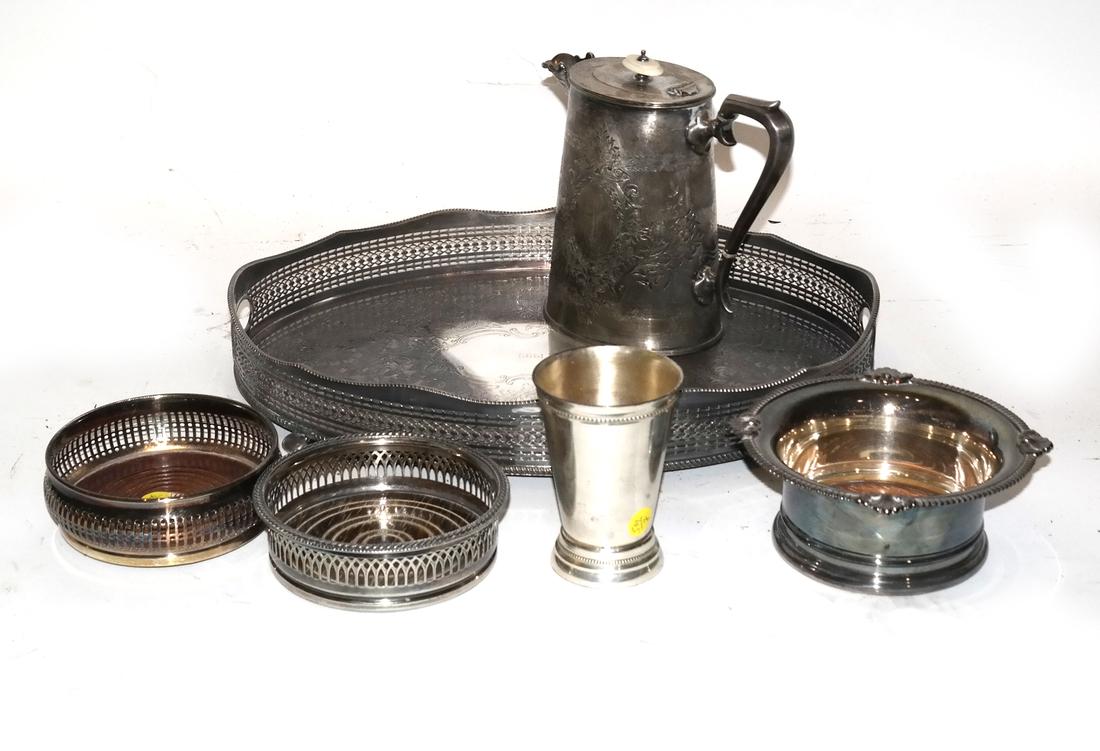 Silver Plate Pitcher, Tray, and Others (1 of 10)