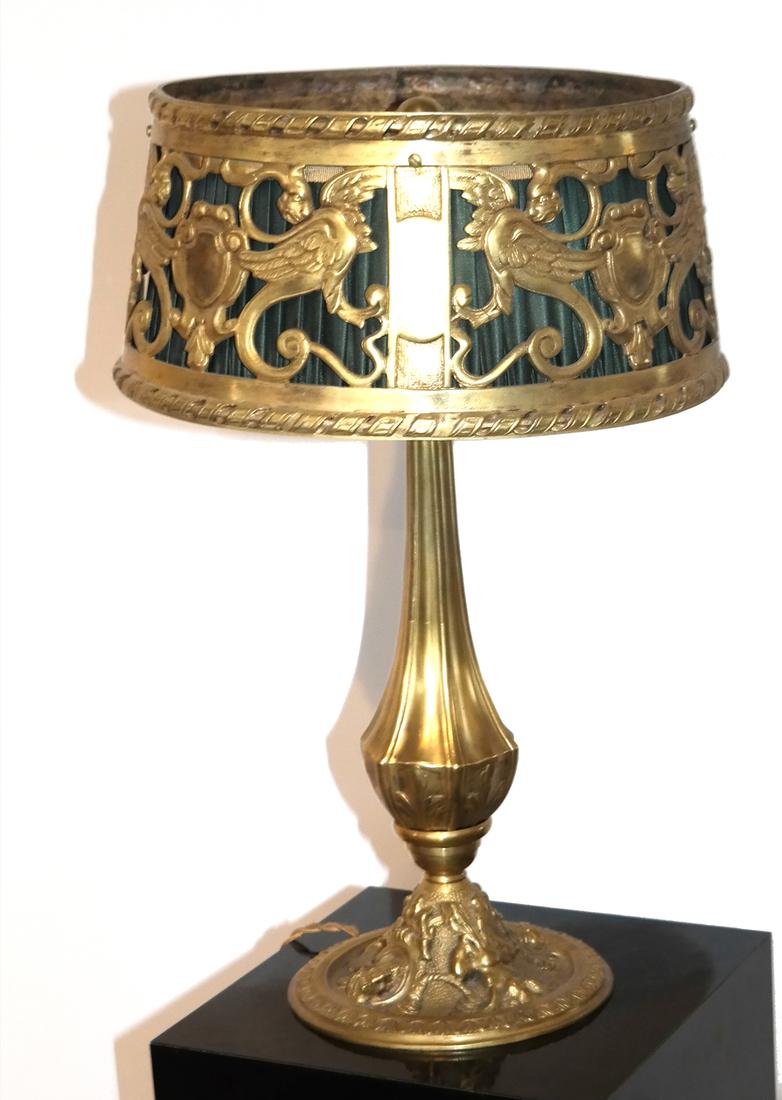 Beaux Arts Cast Bronze Table Lamp and Shade (1 of 6)