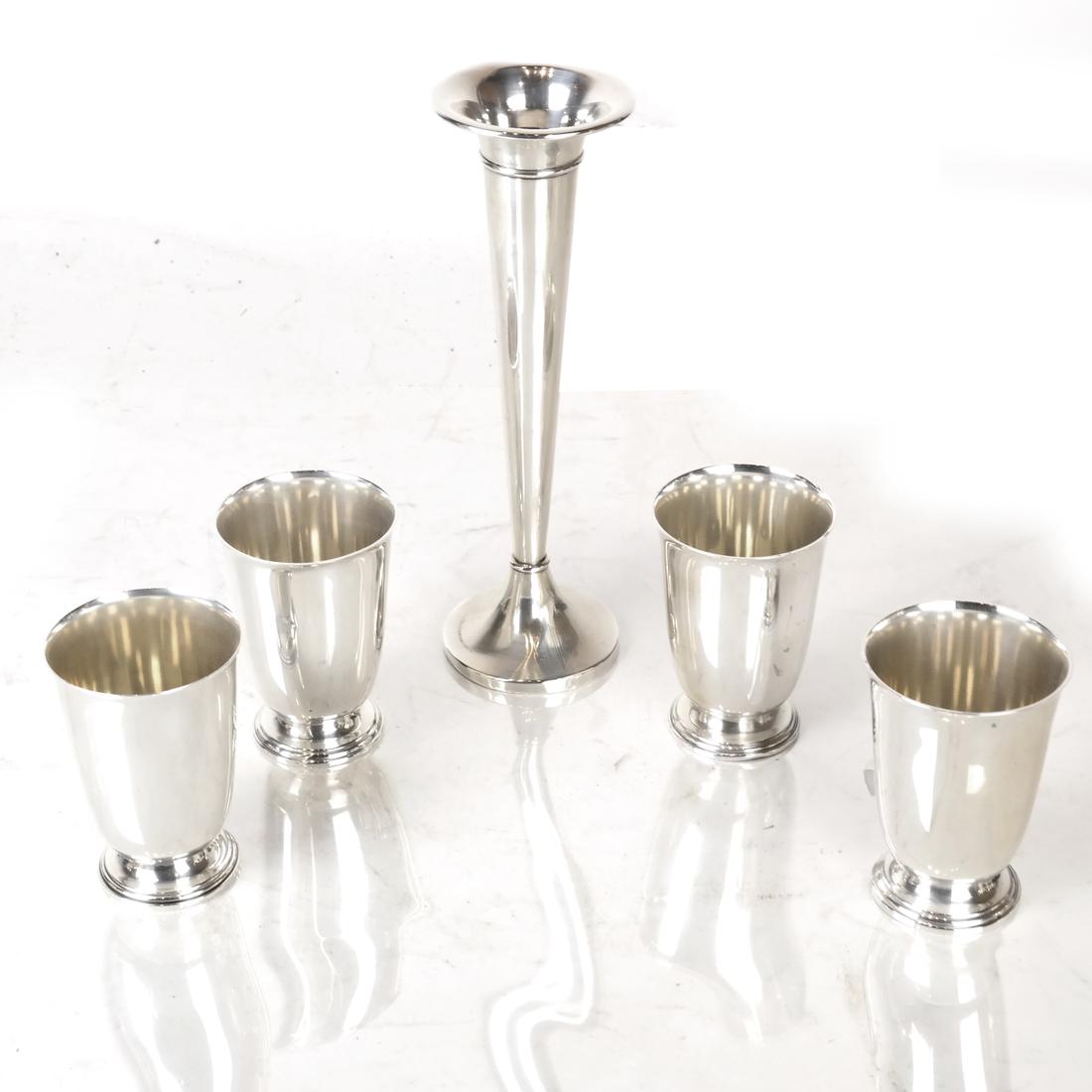 Four Sterling Silver Cups by International; Vase (1 of 5)