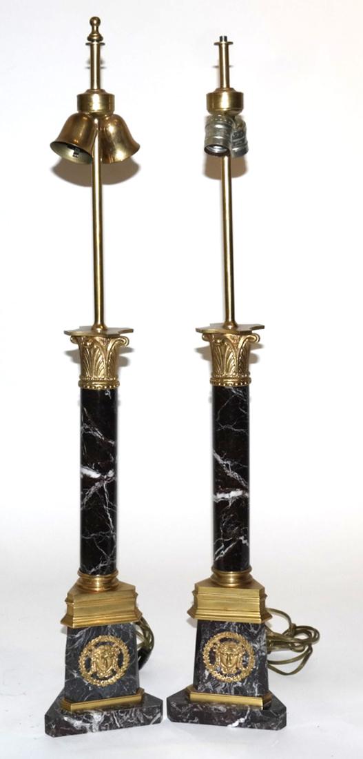 Pair of Marble and Bronze Column Lamps (1 of 6)
