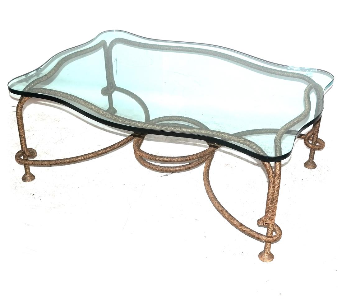 Modern Snake-Form Glass Top Cocktail Table (1 of 7)