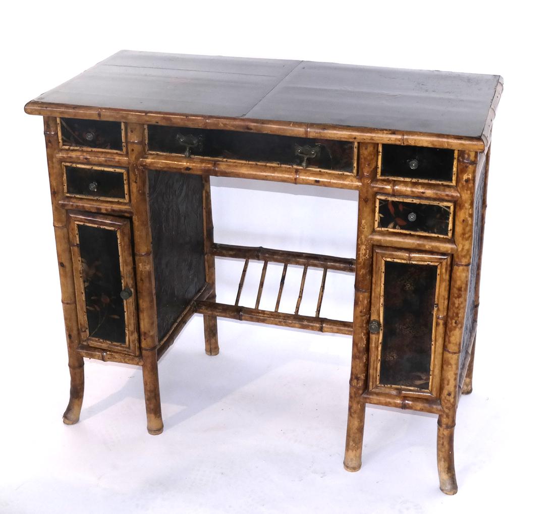 Antique English Chinoiserie Bamboo Vanity/Desk (1 of 7)