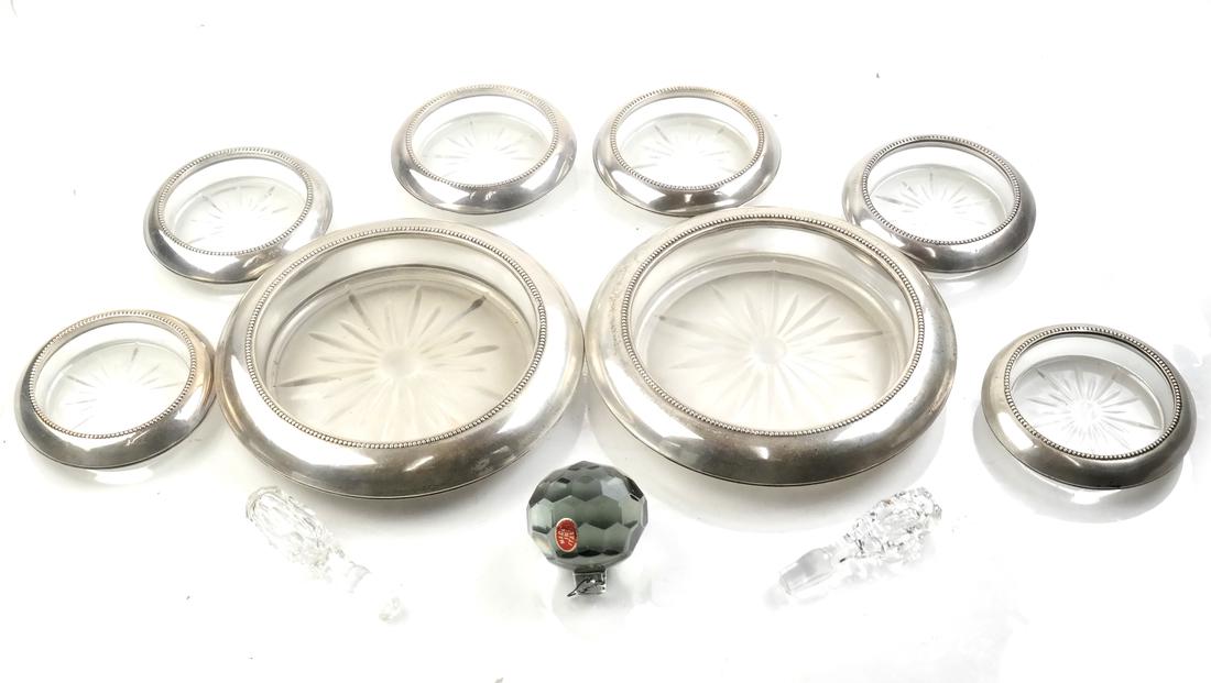 8 Pieces: Sterling Rim Coasters (1 of 4)