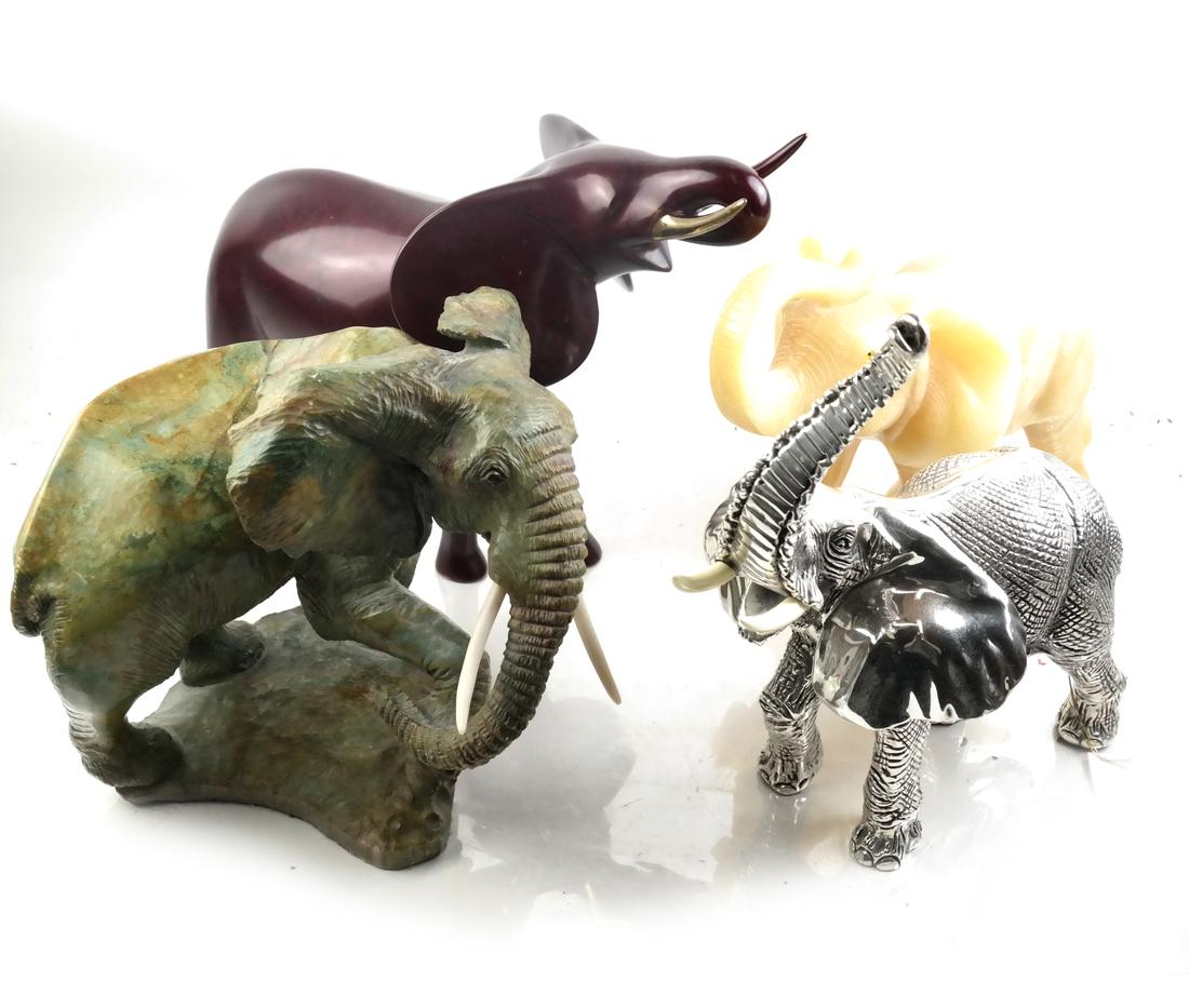 Africa and India: 4 Elephant Sculptures (1 of 8)