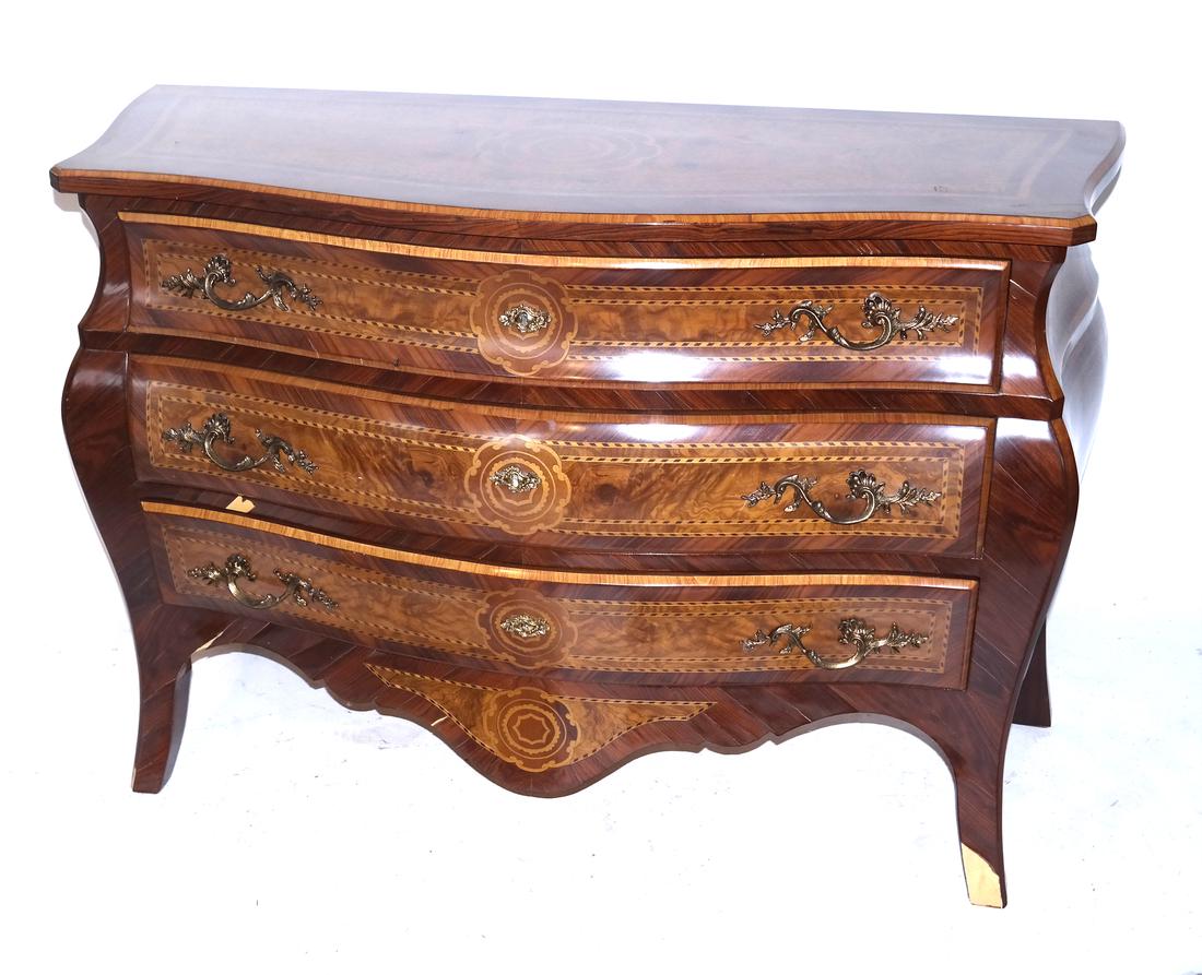 Louis XV-Style Inlaid Serpentine Commode (1 of 8)