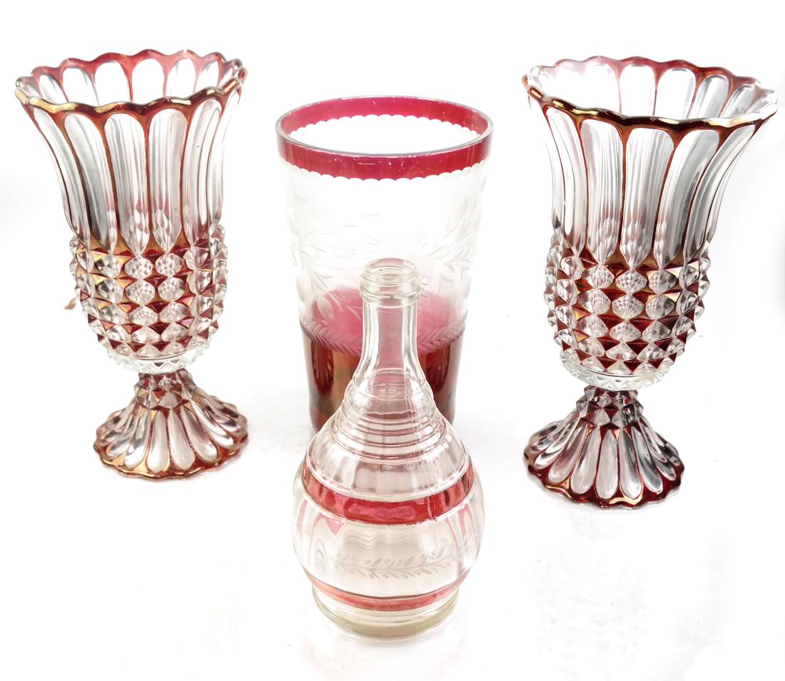 Cranberry Glass Dipped and Overlay Articles (1 of 5)