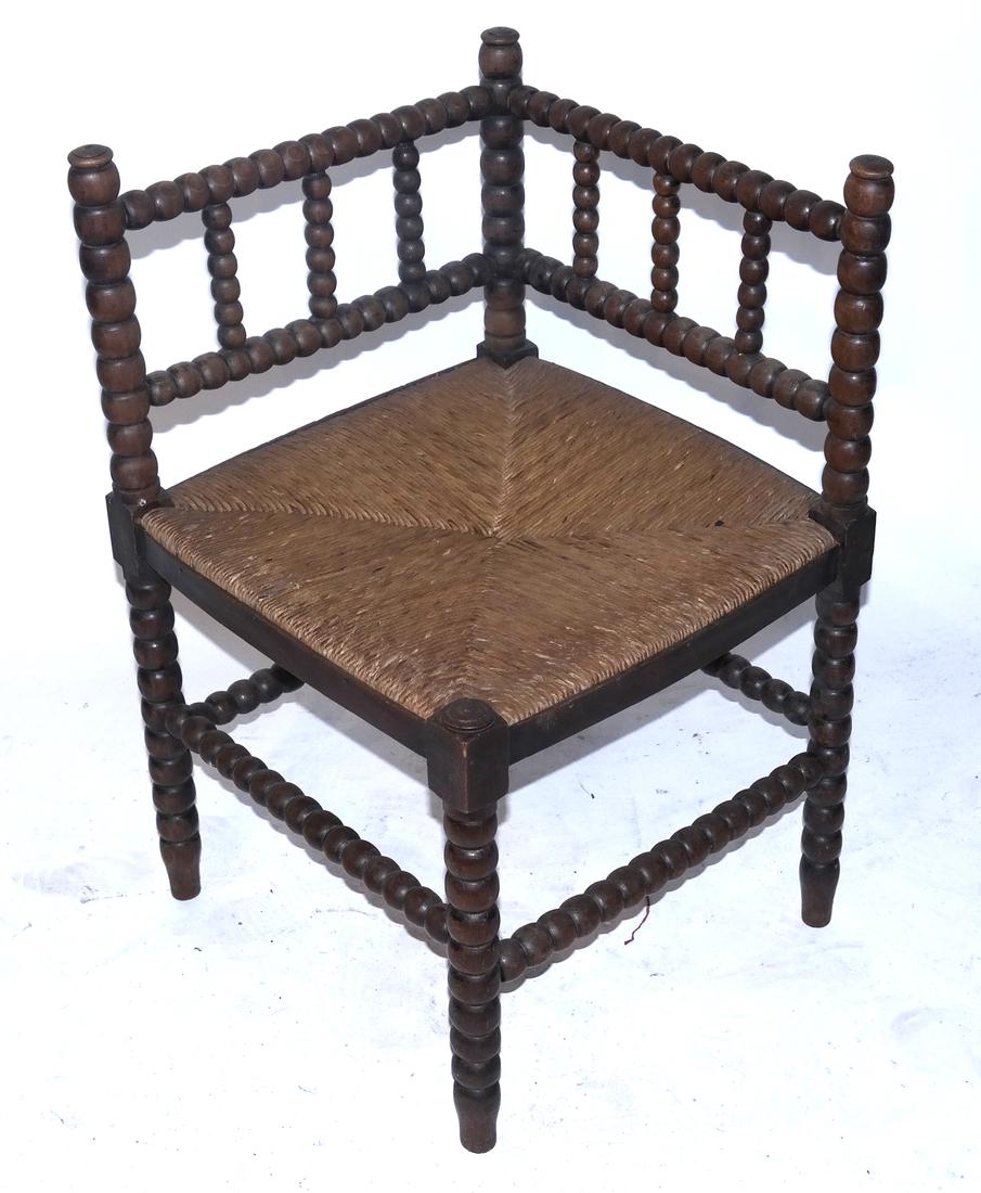 Ball (Spindle) Form Rush Seat Corner Chair (1 of 5)