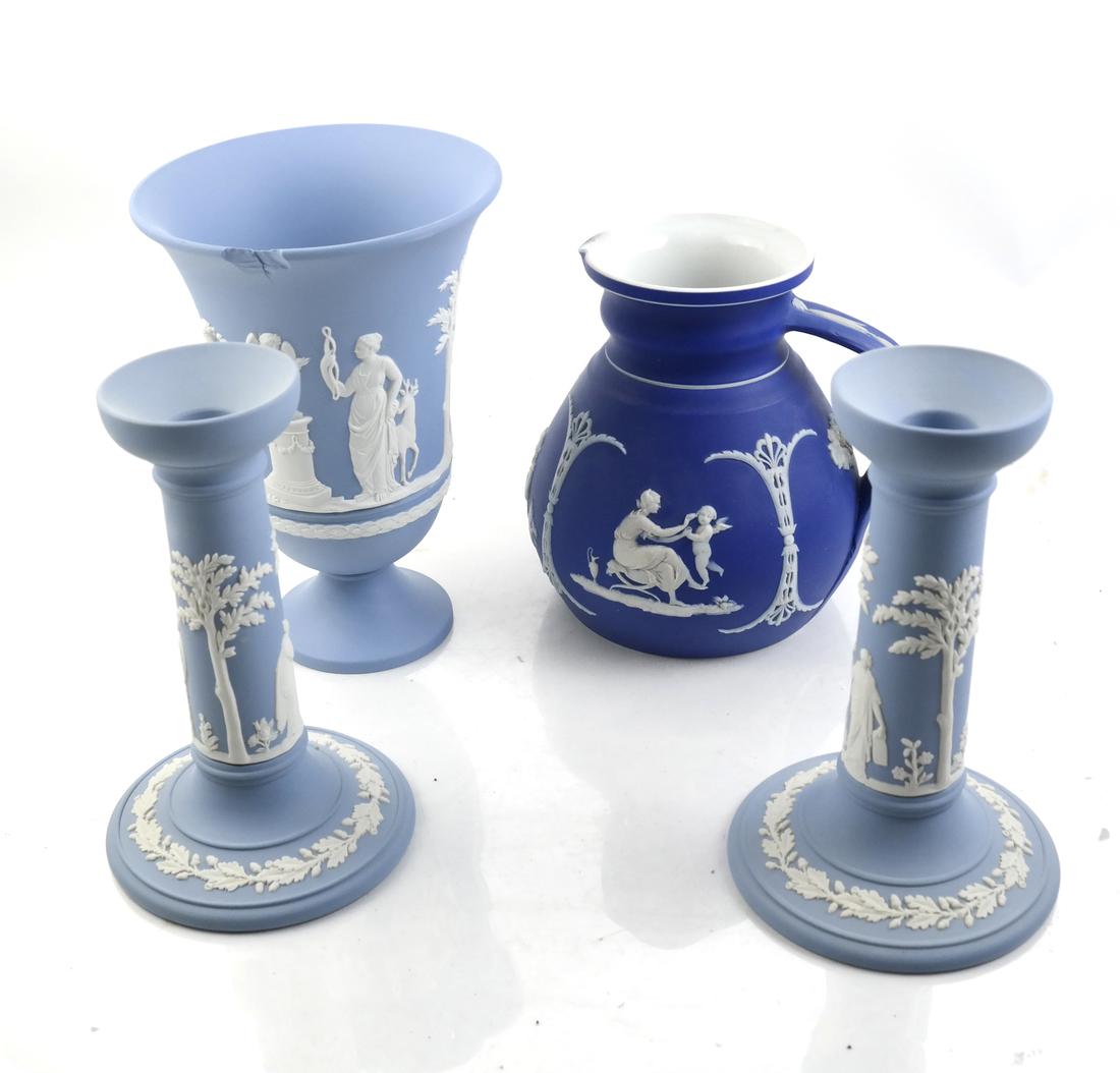 Lot of 4: Wedgwood Vase, Candlesticks and Pitcher (1 of 8)