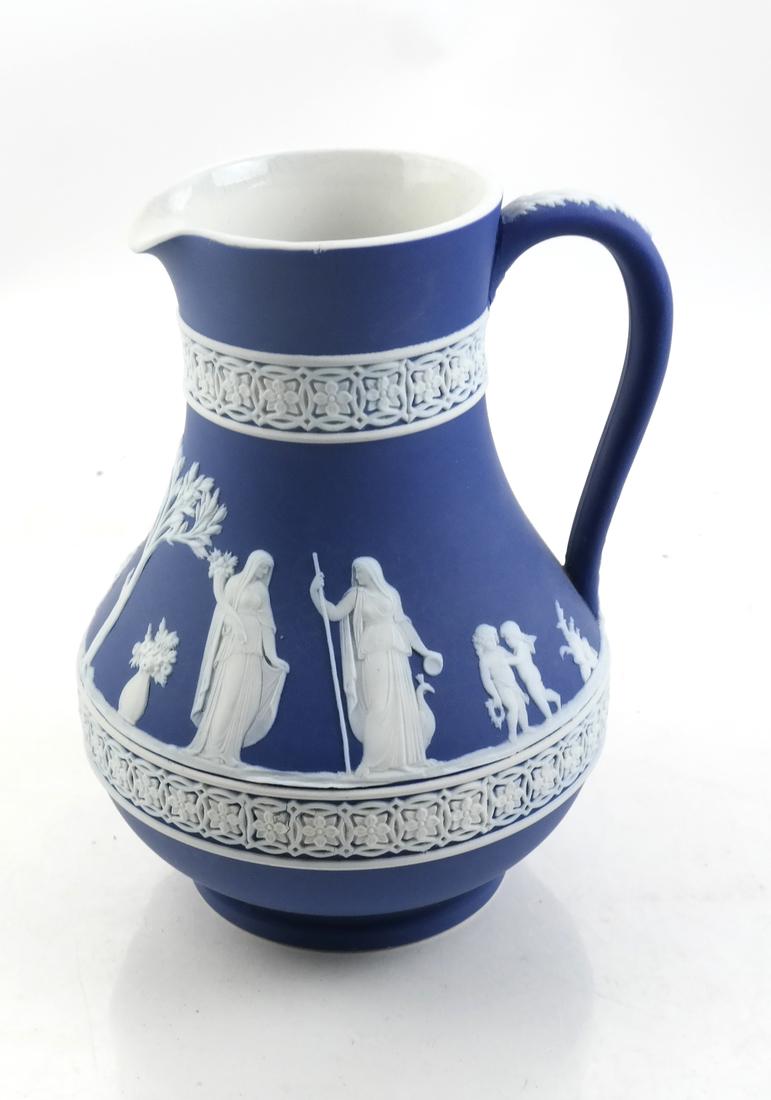 Wedgwood Blue Dipped Jasperware Pitcher, Early 20th C. (1 of 6)