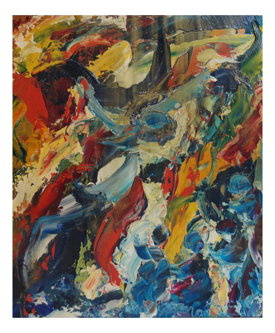 Sirena: Abstract Oil on Canvas in Giltwood Gesso Frame (1 of 7)