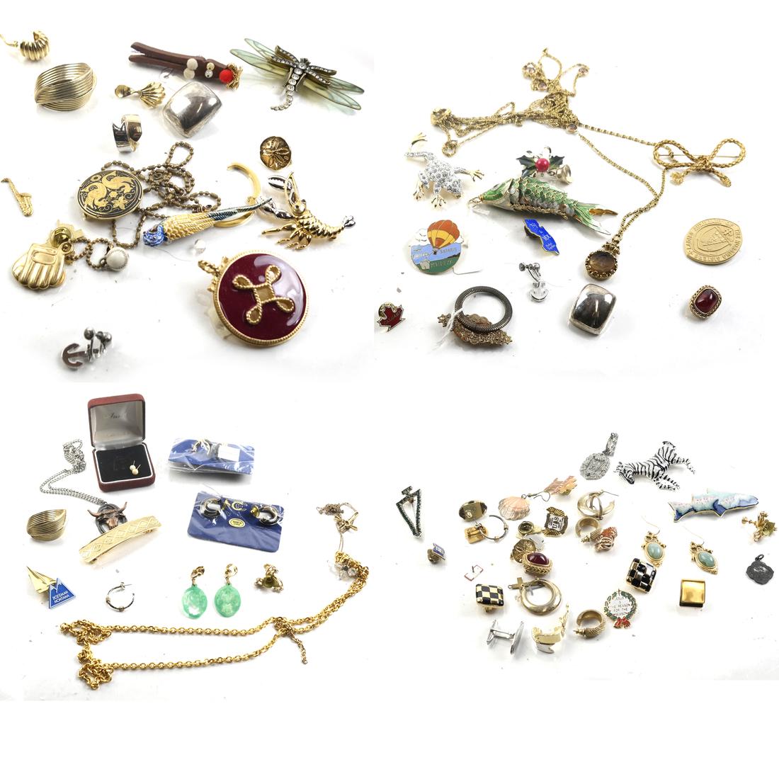 Group Lot of Costume Jewelry: Group lot of various costume jewelry pieces including a Kenneth J. Lane butterfly.