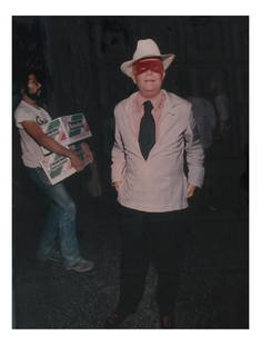 Ron Galella (American, b. 1931), Photo: Truman Capote: 1978 black and white photograph "Truman Capote at Studio". Matted and framed under glass in decorative gold frame. 