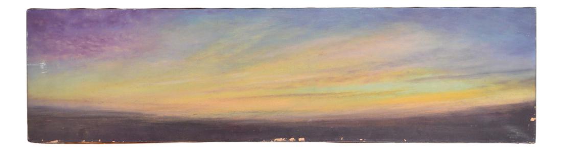 Packard, Horizon - Oil on Canvas: Horizontal canvas depicting the horizon at sunset. Signed and dated '8/16/75' bottom right. Unframed. Dimensions: Art - 11.75" H x 43.5" W; 