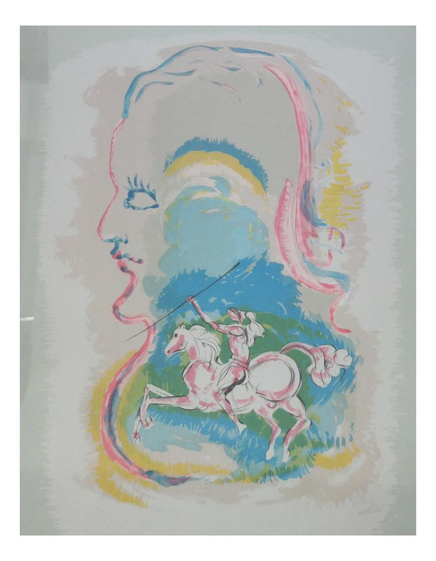 Salvador Dali: Print: Salvador Dali print. Signe Bon a Tirra/SD lower right. In beaded gilt wood frame. Accompanied by Certificate of Authenticity. Dimensions: Sight: 22.6" H x 17.5"&nbs