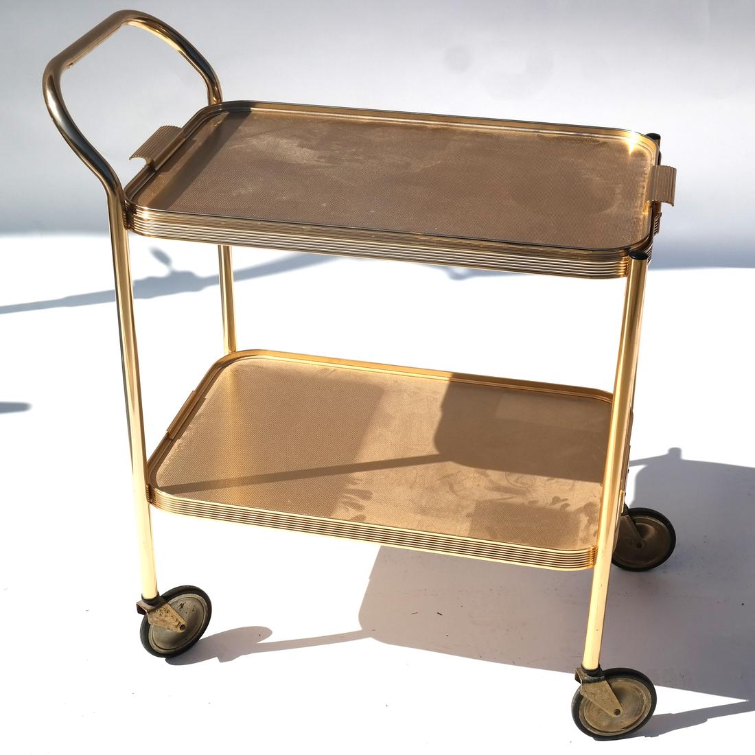 Silow Gold-Tone Rolling Cart (1 of 4)