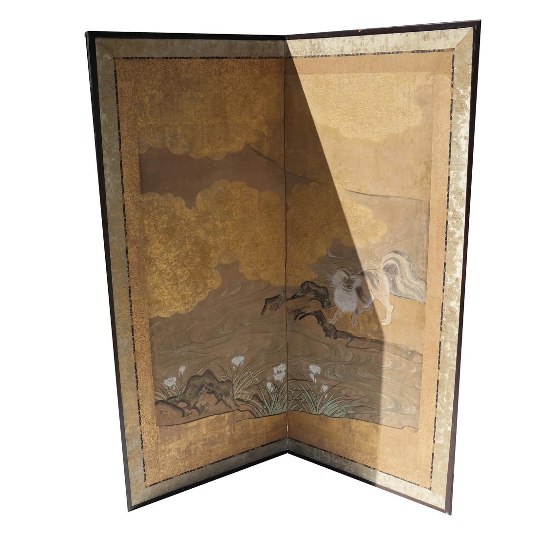 Japanese 19th Century Kano School Two-Panel Screen (1 of 6)