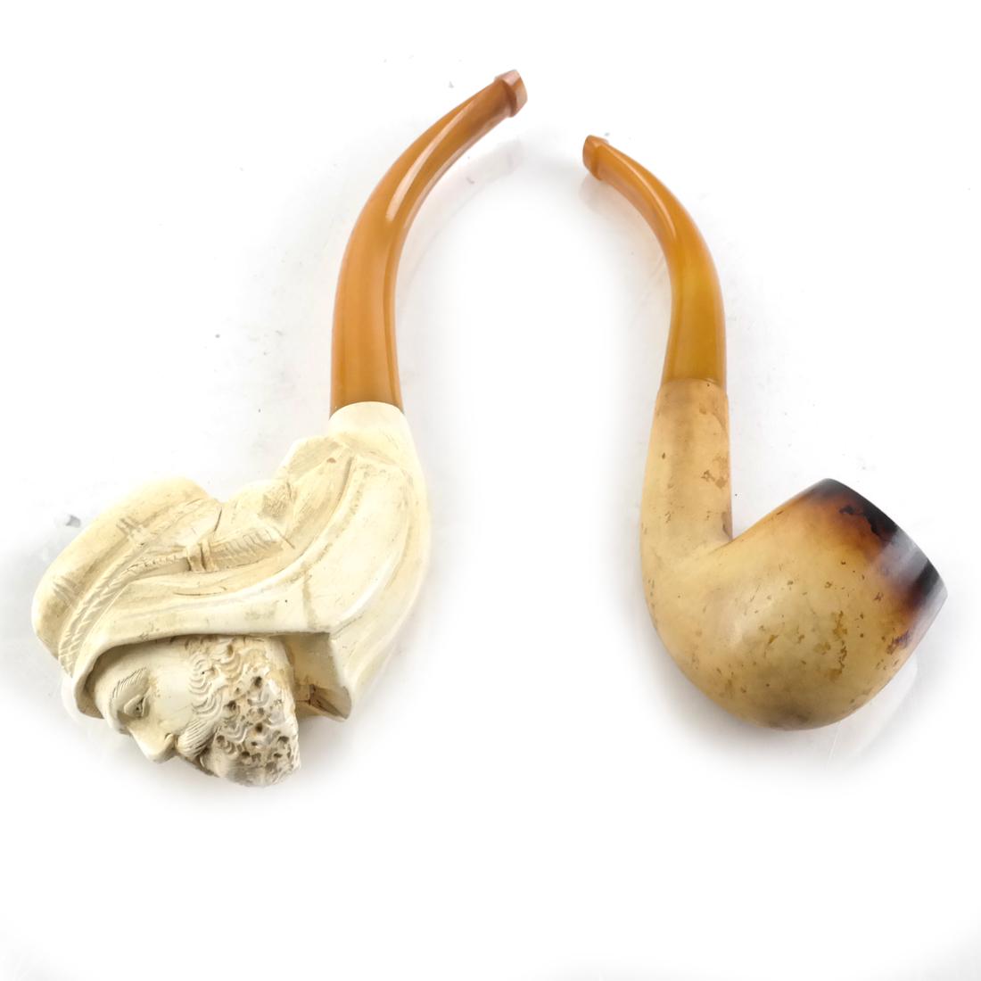 Antique Meerschaum Pipe, Arab's Head, with Another (1 of 6)