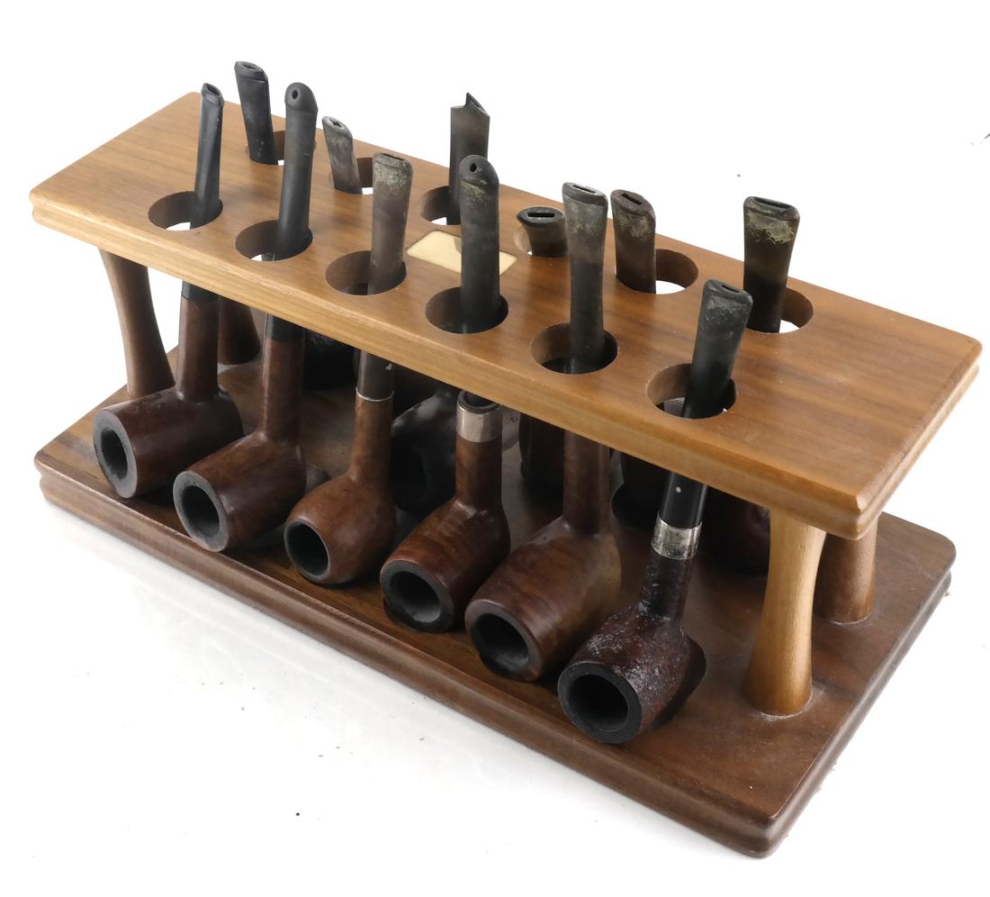 Teak Pipe Stand and 12 Pipes (1 of 5)