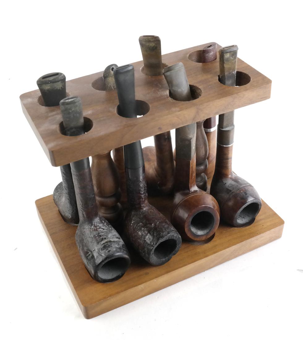 Teak Pipe Stand and 8 Pipes (1 of 9)