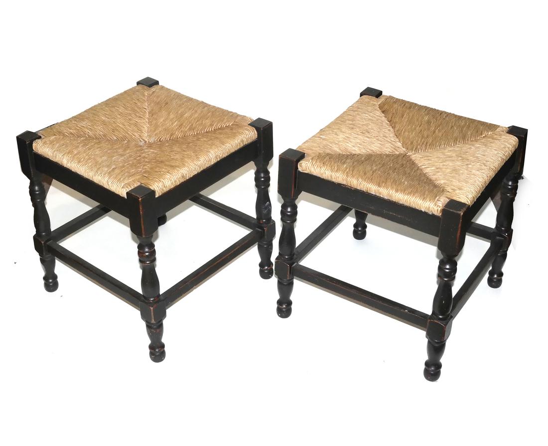 Pair of Tudor-Style Rush Seat Benches (1 of 5)