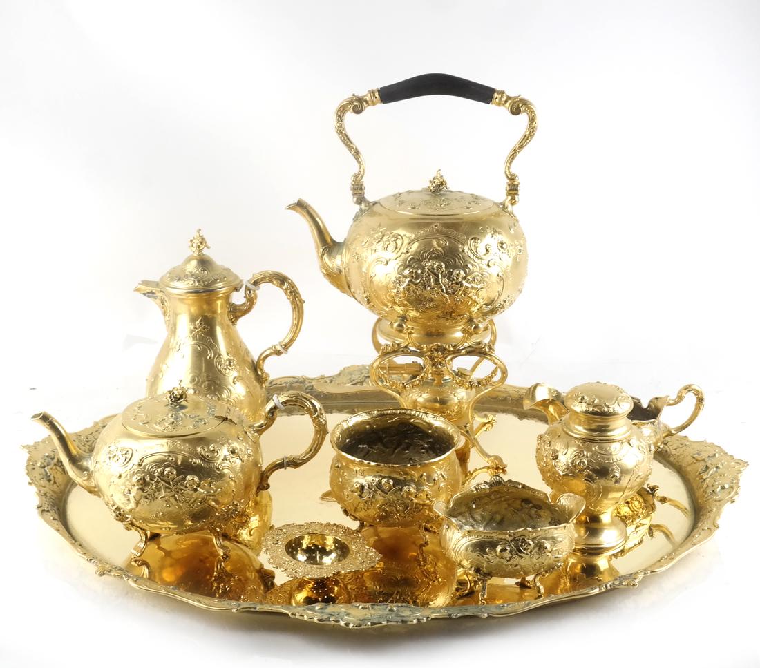 Continental .800 Silver Gilt Tea Service (1 of 10)