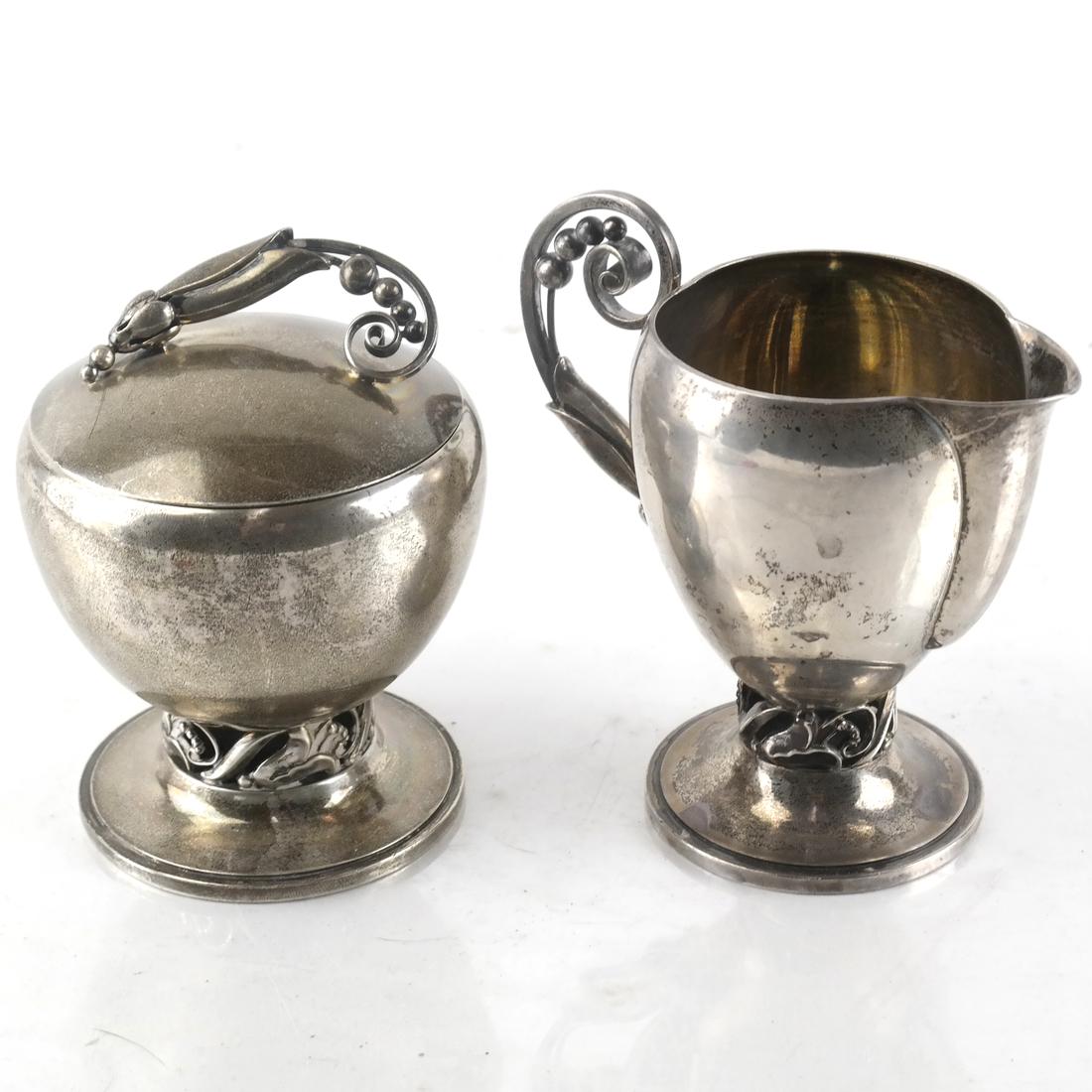 Georg Jensen, Silver Sugar Bowl and Creamer (1 of 5)