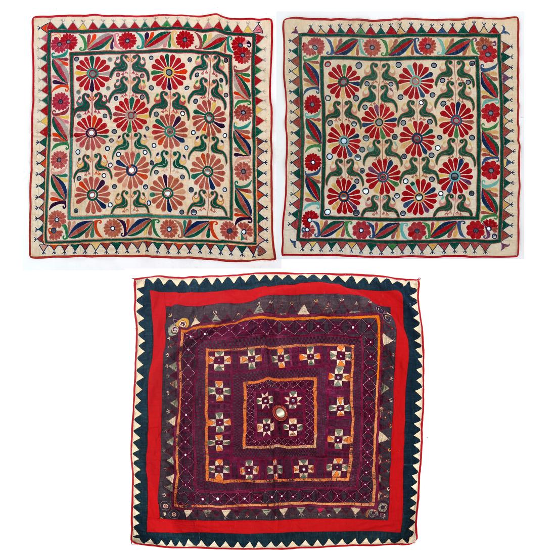 Three Antique Indian Banjara Mirrored Textile Panels (1 of 7)