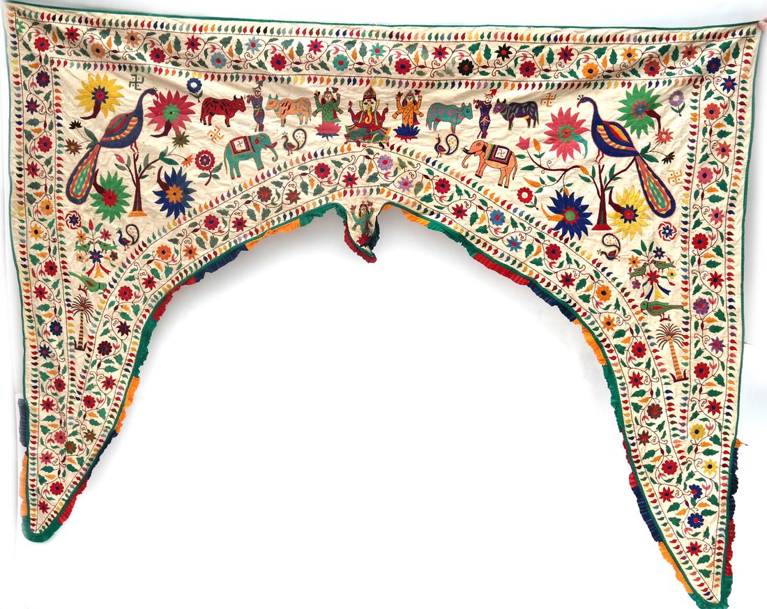 Indian Cotton Embroidered Shaped Panel (1 of 7)