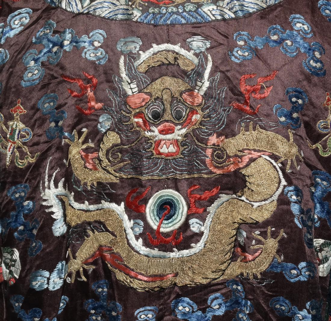Antique Chinese Imperial Chestnut Brown Dragon Robe (1 of 10)