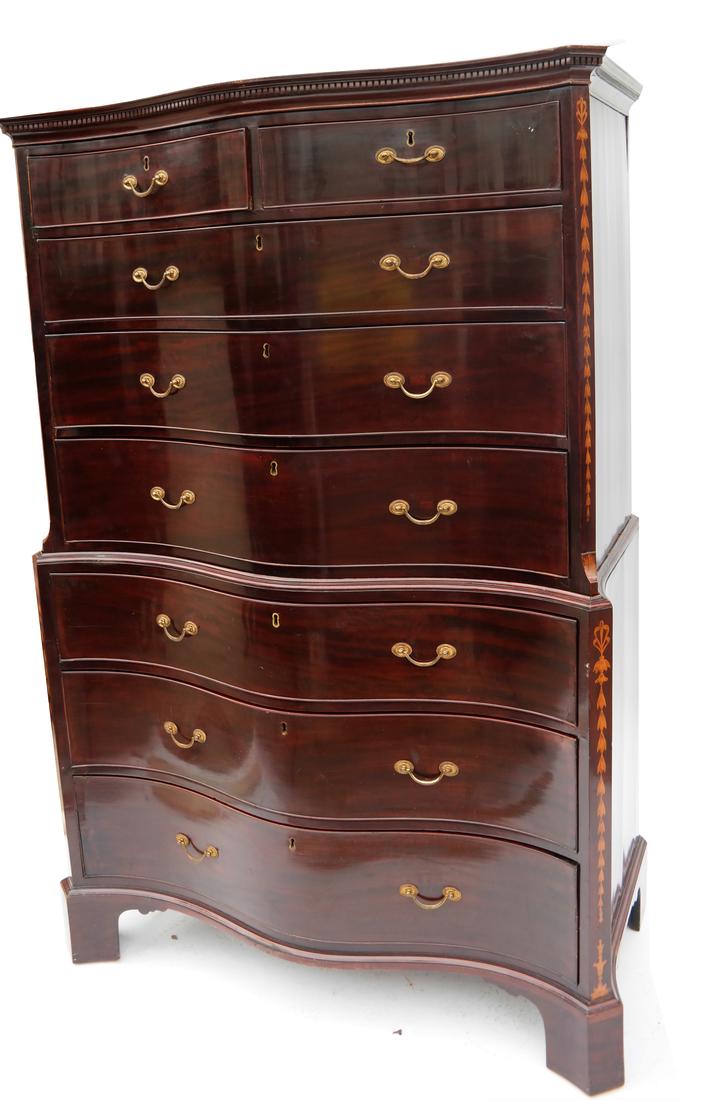 Antique American Serpentine Gentleman's Tall Chest (1 of 9)