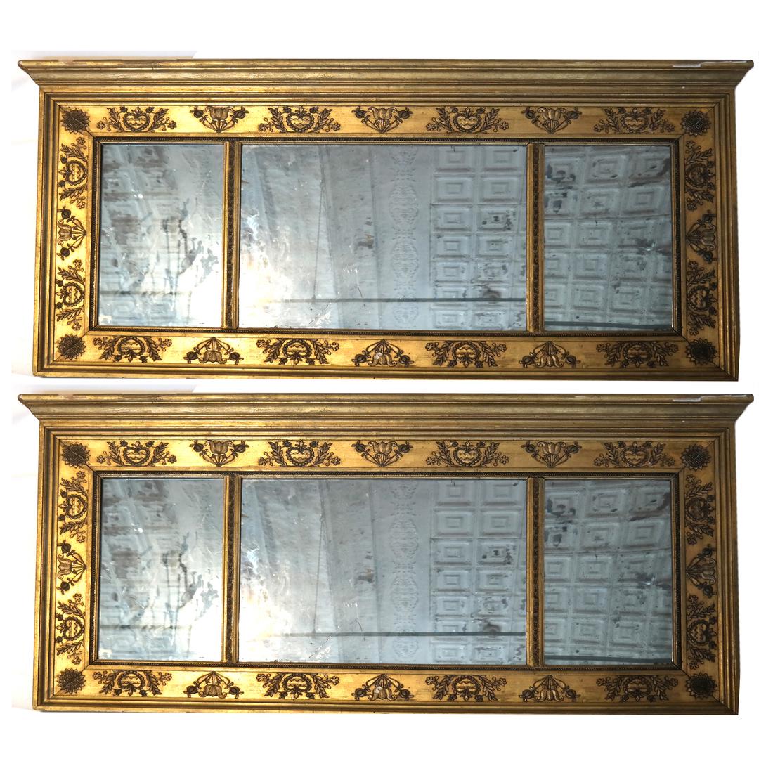 Pair of Aesthetic Movement Giltwood Overmantle Mirrors (1 of 6)