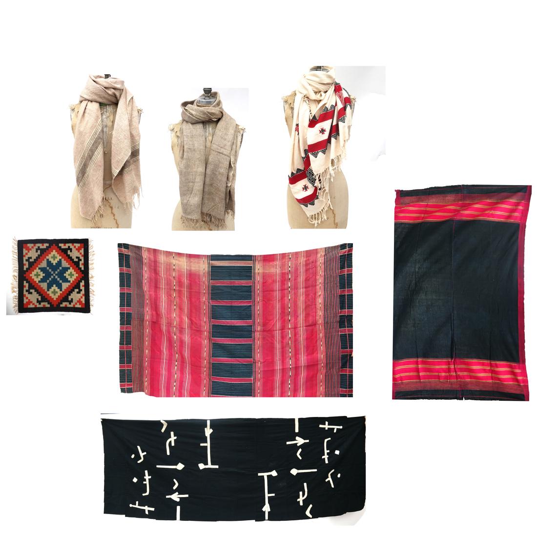 Seven Central Asian Textiles; Scarves, Panels, More (1 of 10)