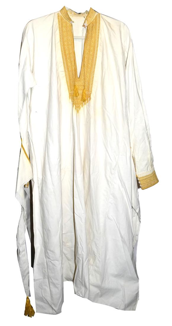 Antique Albanian Cotton Embroidered Robe & Trousers (1 of 6)
