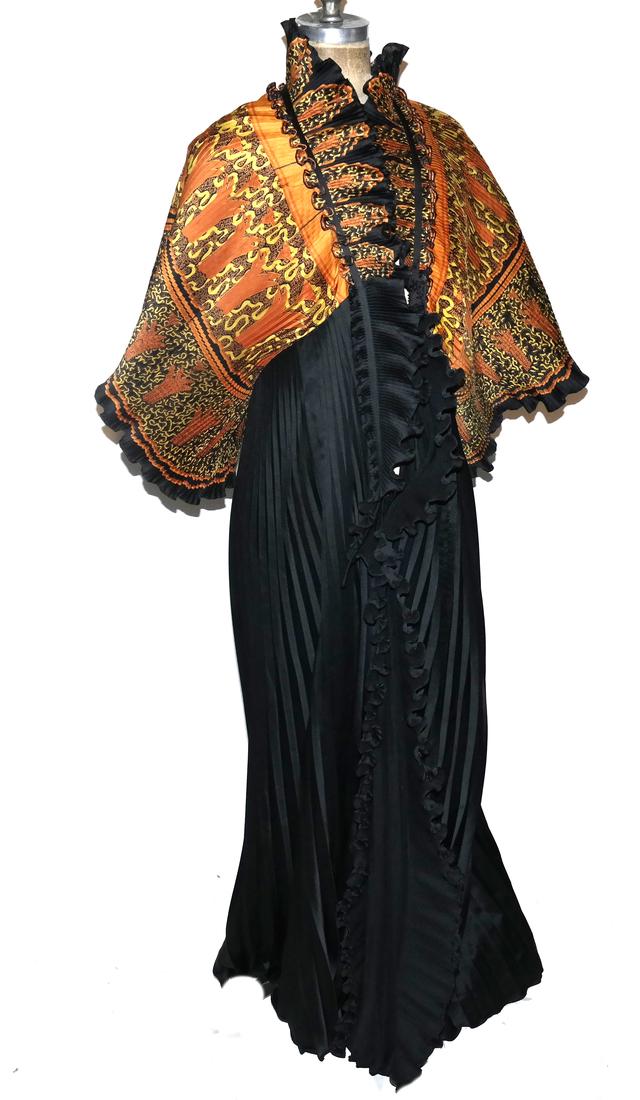 Zandra Rhodes Polyester Black Pleated Caftan (1 of 5)