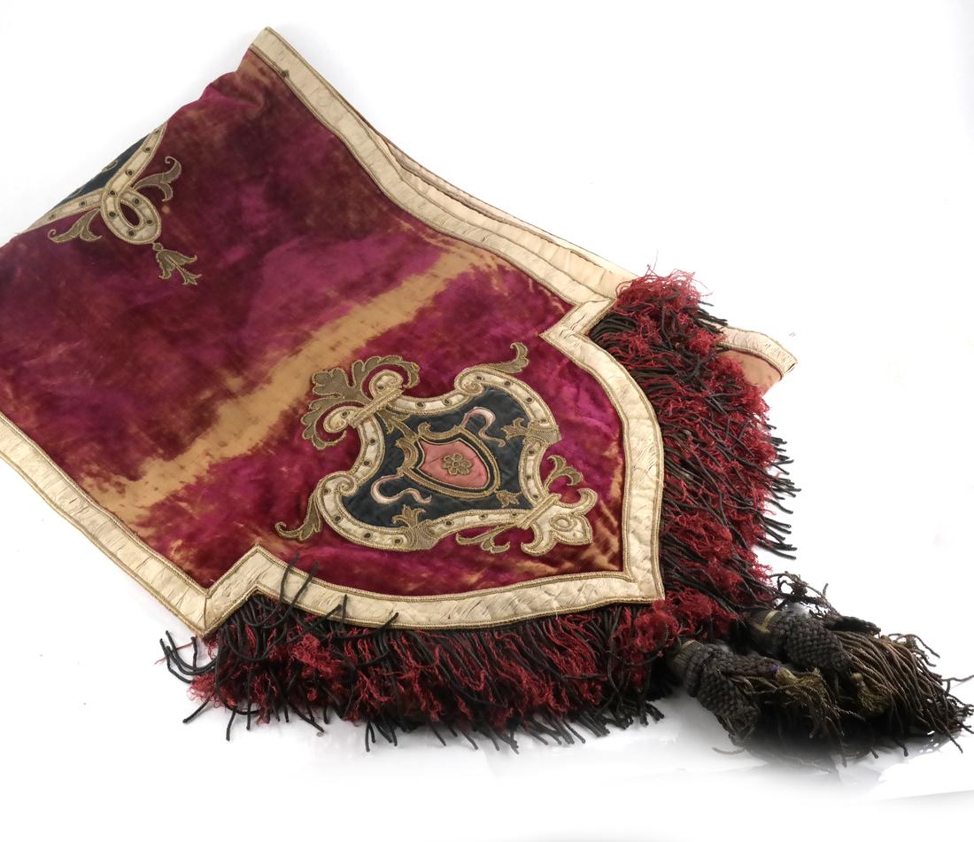 Antique Altar Cloth, Red Velvet with Silk Embroidery (1 of 4)