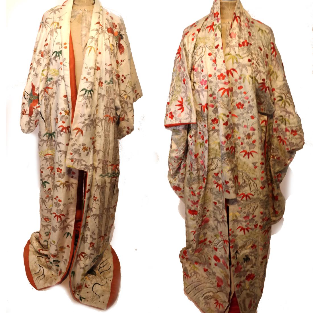 Two Embroidered Kimono Robes and Obi Sash (1 of 8)