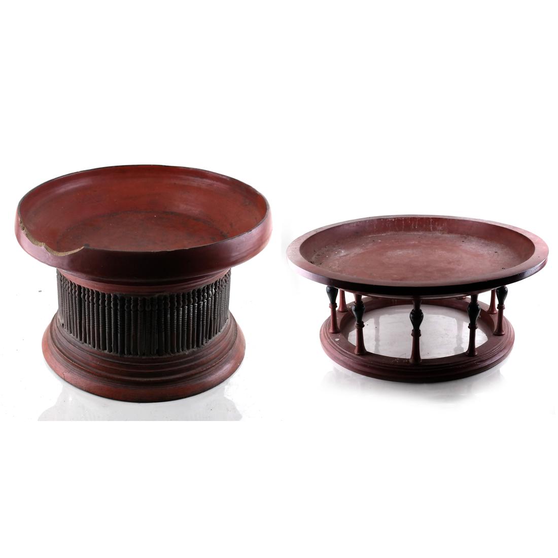 Two Asian Red Low Tables (1 of 4)