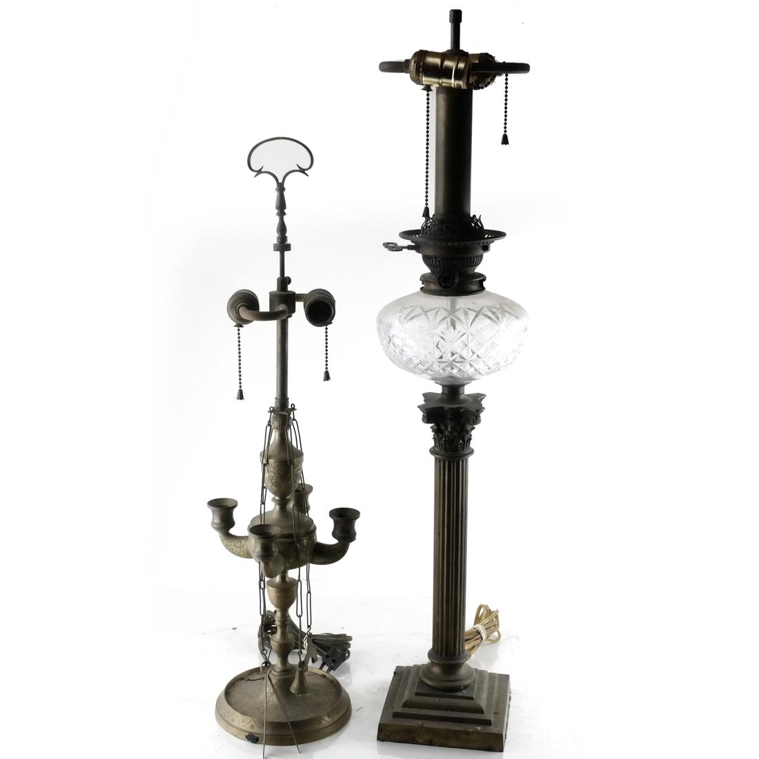 Two Antique Brass Lamps (1 of 7)